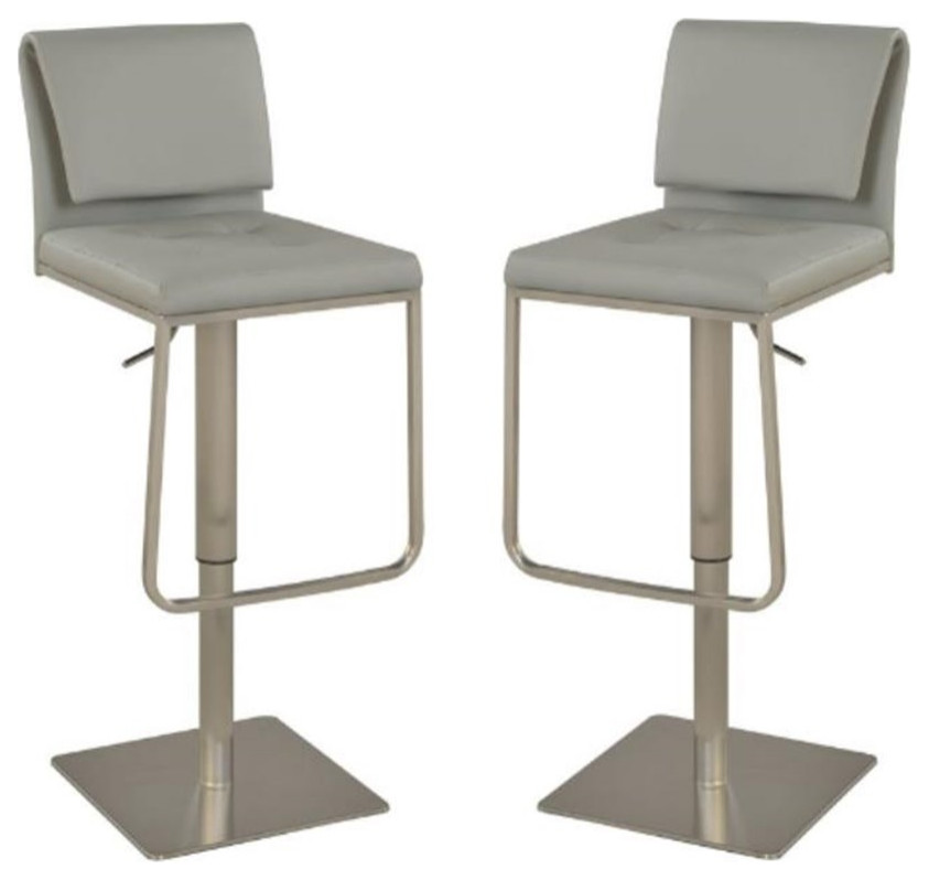 Home Square 42.9" Faux Leather Pneumatic Adjustable Stool in Gray Set