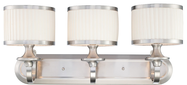 Candice 3 Light - Vanity Fixture With Pleated White Shades