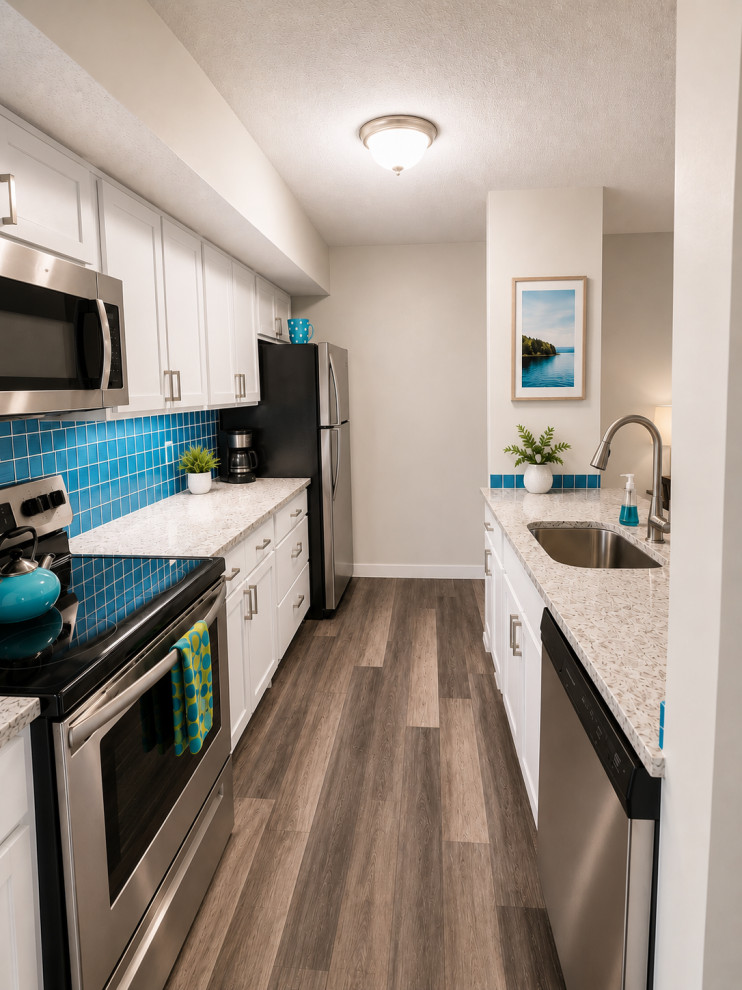 Ypsilanti Lake Condo Shaker Kitchen & Flooring