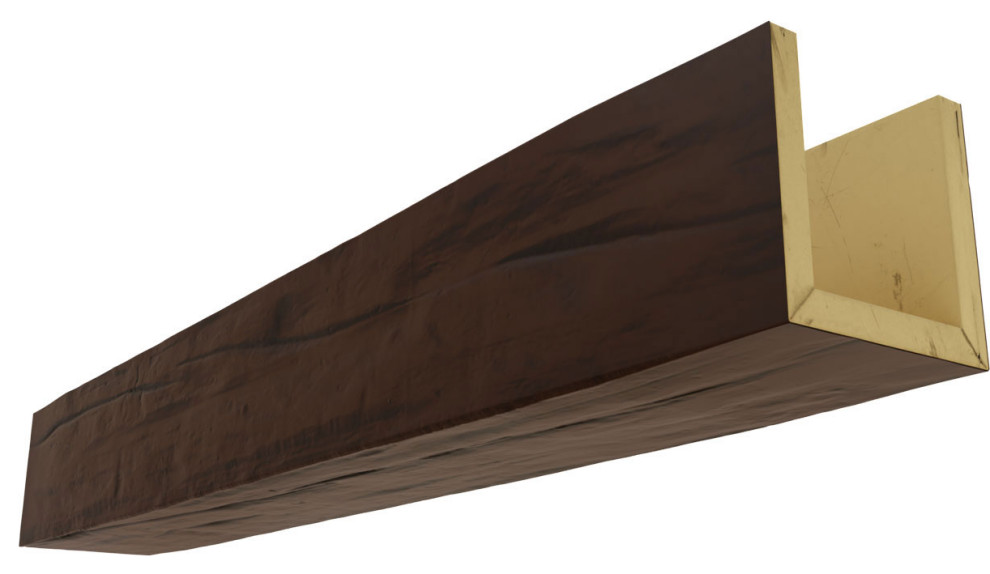 8"W x 10"H x 8'L 3-Sided Riverwood Faux Wood Beam, Premium Hickory