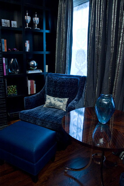 Black & Navy Elegance eklektisk-vardagsrum