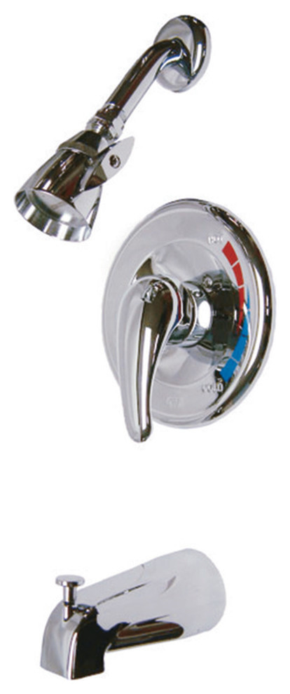 Polished Chrome Kingston Brass KB231PX Tub and Shower Faucet with 3-Cross Handle