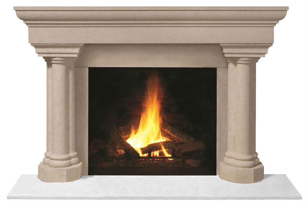 Fireplace Stone Mantel 1147.555 With Filler Panels, Buff, No Hearth Pad