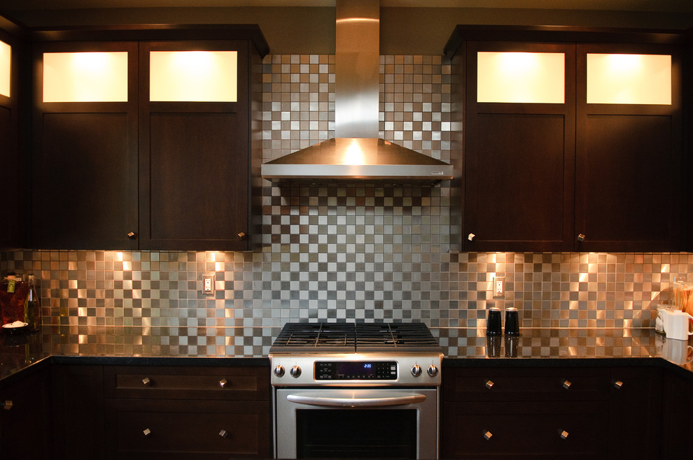 Example of a transitional kitchen design in Vancouver