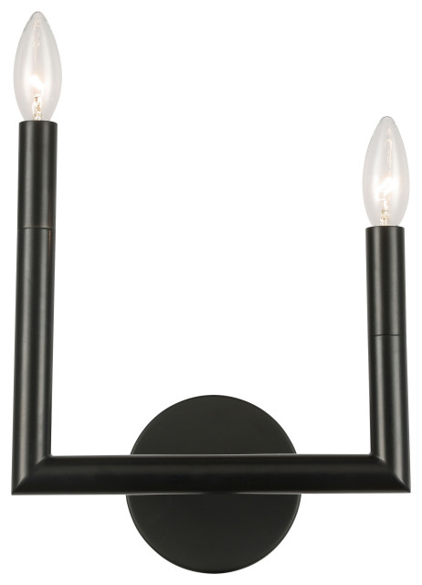 Dainolite Nor L 112w Mb 2 Light Incandescent Wall Sconce Matte Black Transitional Wall