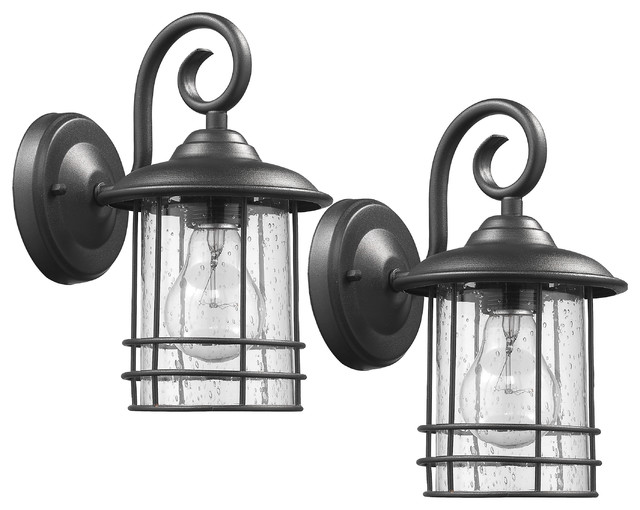 Transitional 1Light Outdoor Wall Sconces, Set of 2 Traditional