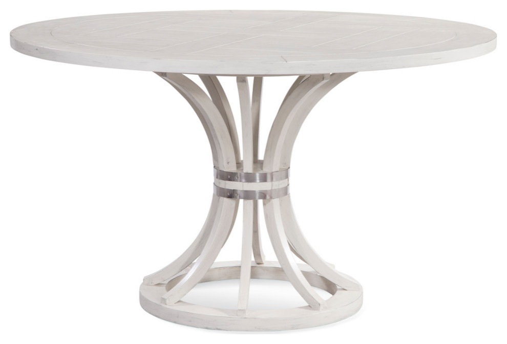 54" Round Wood Top Antique White Dining Table - Farmhouse - Dining ...