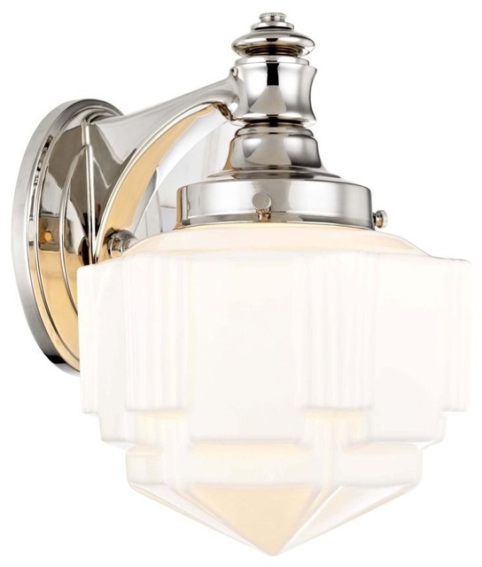 Art Deco Sconce Polished Nickel By Recesso Lighting Traditional Bathroom Vanity Lighting By Destination Lighting 8406 15 Houzz