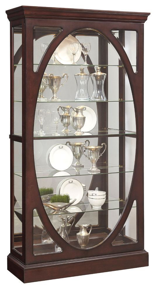 Pulaski Sable Oval Framed Mirrored Curio Cabinet ...