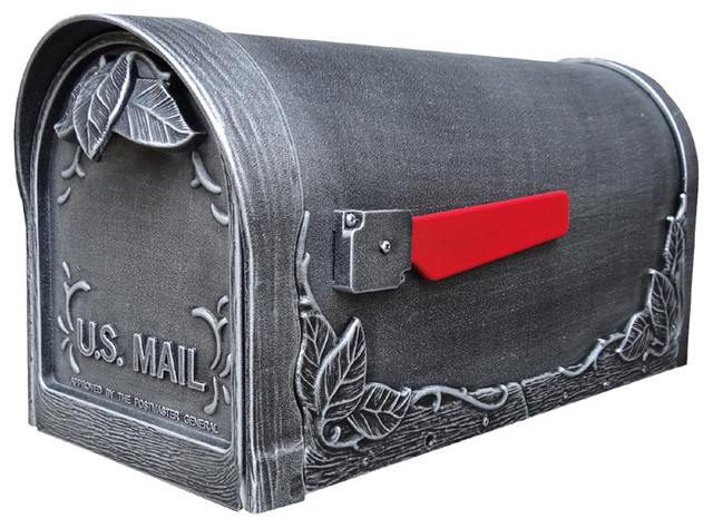 Floral Curbside Mailbox, Swedish Silver