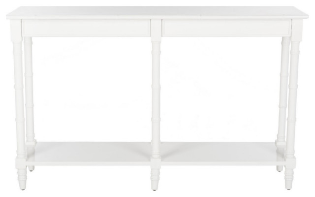 Lysie Coastal Bamboo Console Table White