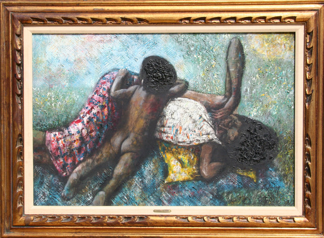 Carlos Irizarry, Sleeping Mother and Child, Oil Painting