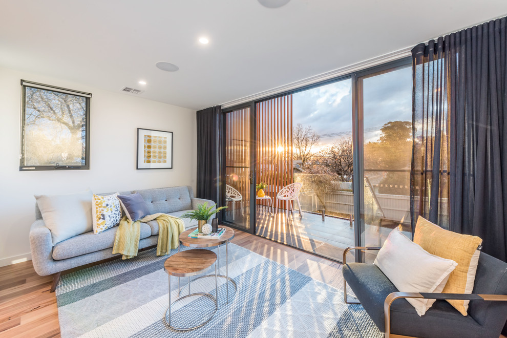 This is an example of a contemporary living room in Canberra - Queanbeyan.