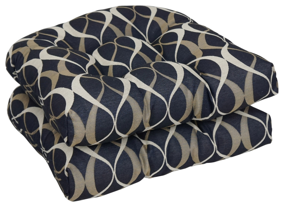 19" UShaped Premium Outdoor Tufted Dining Chair Cushions, Set of 4