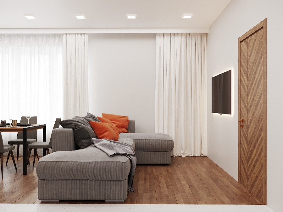 Интерьер квартиры в оранжево-сером