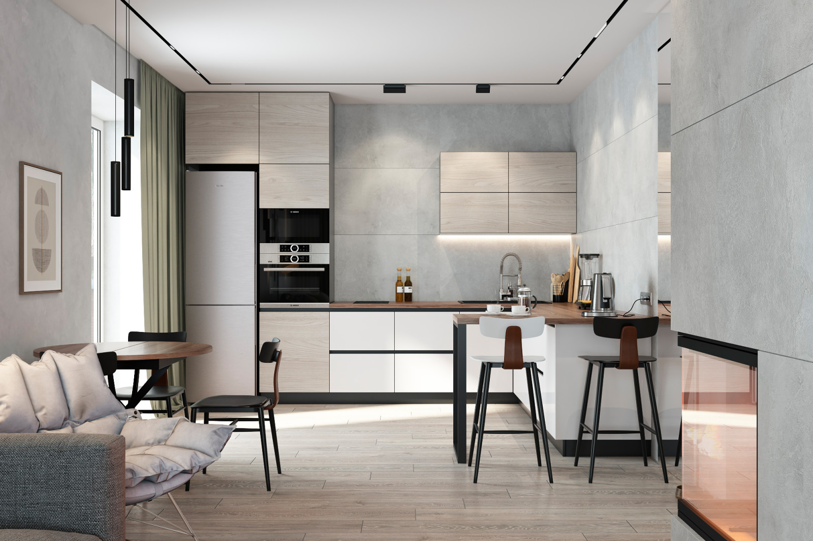 Кухня-гостиная в загородном доме