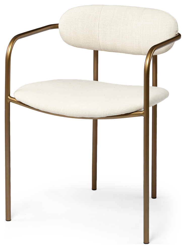 Parker I Cream Fabric Seat Gold Metal Frame Dining Chair (Set of 2)