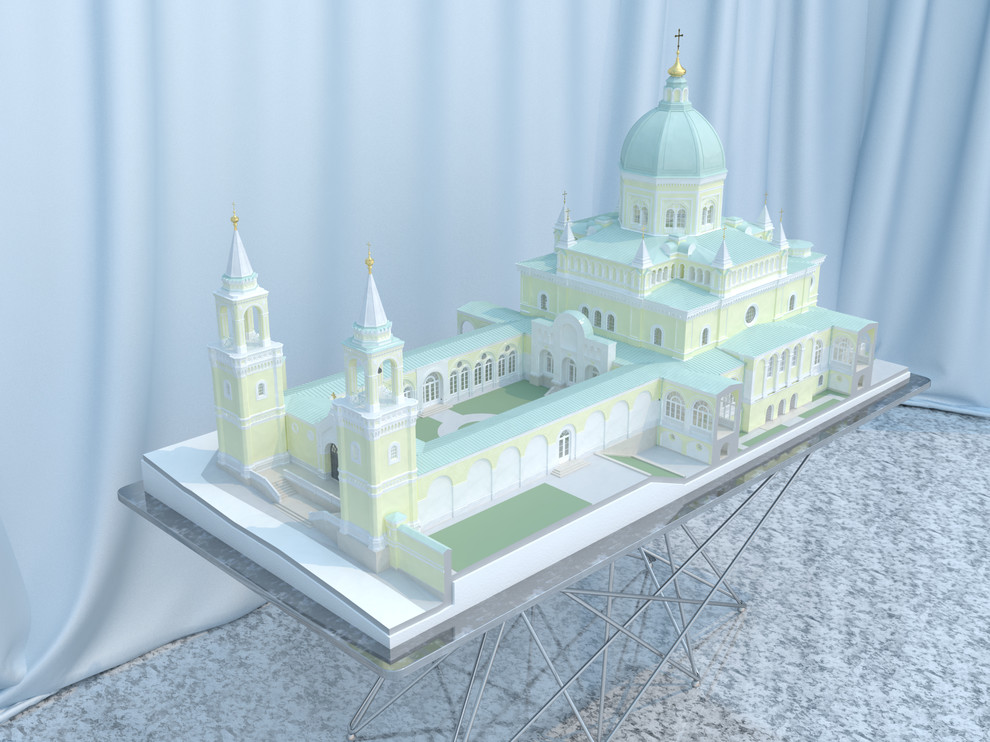 Эскиз макета собора Ивановского монастыря