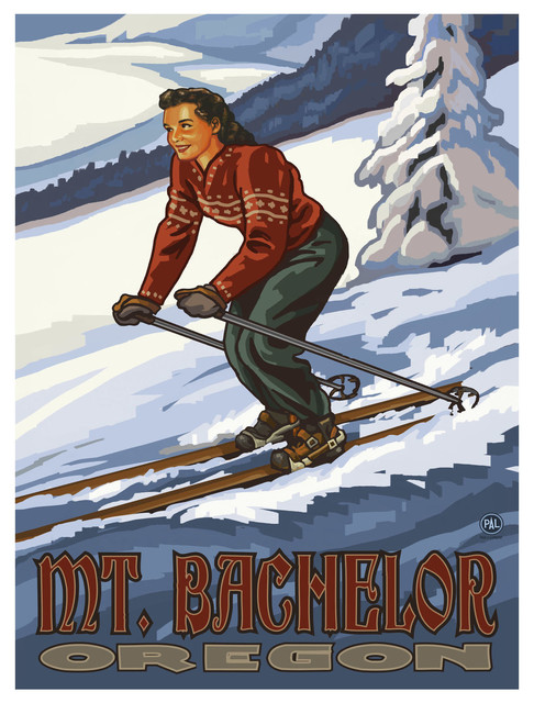 Beaver Creek Colorado Catching Air Snowboarder Giclee Art Print Poster from Original Travel Artwork by Artist Paul A Lanquist