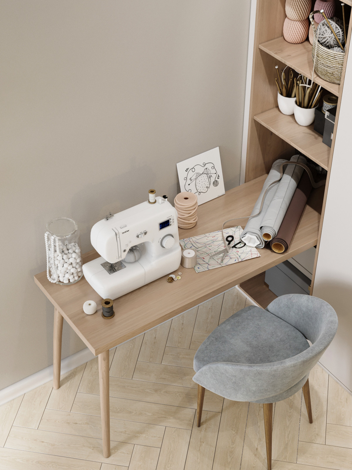 Дизайн-проект квартиры, площадью 59,25 м2, мкр Северный, жк Риф