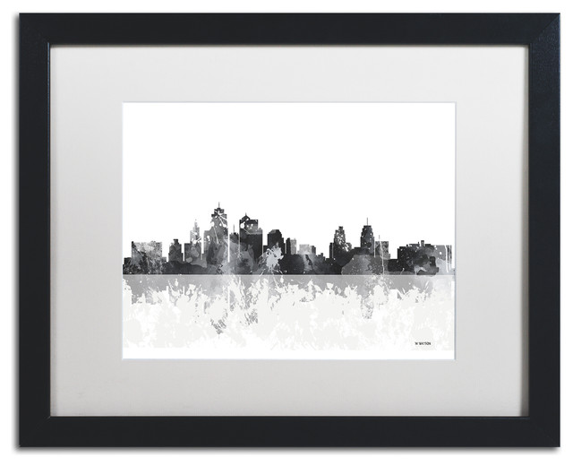 Watson 'Kansas City Missouri Skyline' Art, Black Frame, 16"x20", White Matte