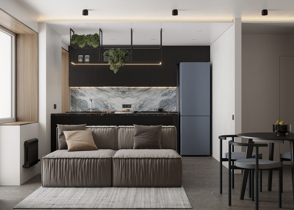 Минималистичная квартира с тёмной спальней