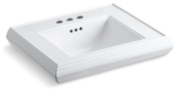 Kohler Memoirs Pedestal/Console Table Bathroom Sink Basin w/ 4" Holes, White