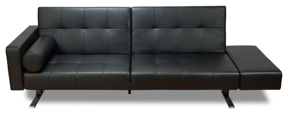 Marvelli Black Faux-Leather Sofa Sleeper