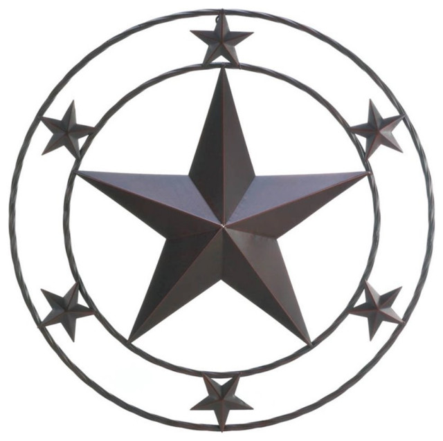 Zingz & Thingz 24" Round Metal Texas Star Wall Decor in Brown