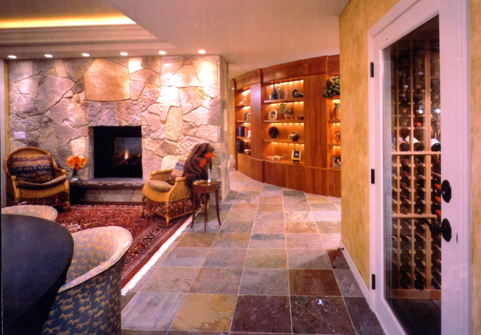 This is an example of a transitional wine cellar in Minneapolis.