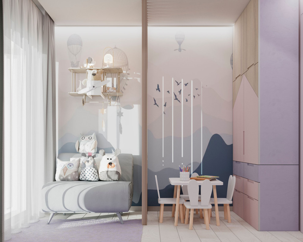 Imagen de dormitorio infantil de 4 a 10 años contemporáneo pequeño