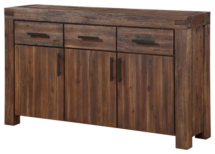 Modus Furniture Meadow Solid Wood Sideboard in Brick Brown Rustic