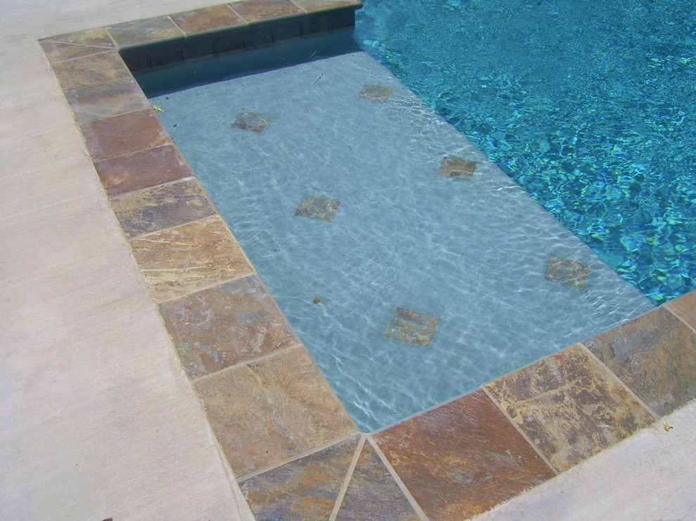 This is an example of a traditional backyard rectangular pool in Other.