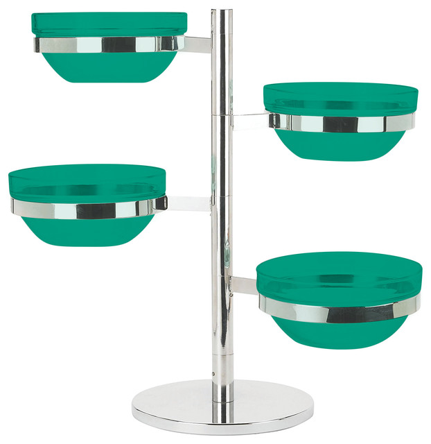 Tier Swing Arm Glass Bowl Display Set By Table Top King, Emerlad-Green