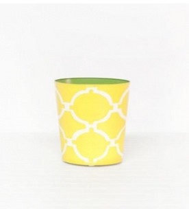 Acadia Yellow and Cream Oval Wastbasket