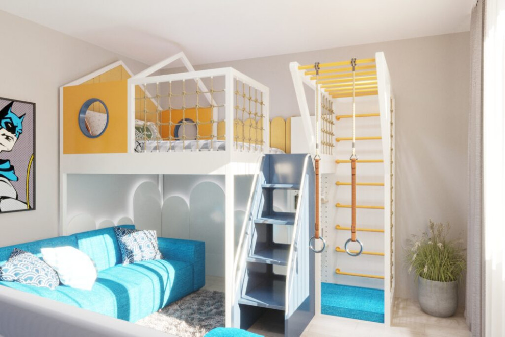 Дизайн-проект трехкомнатной квартиры в голубом цвете