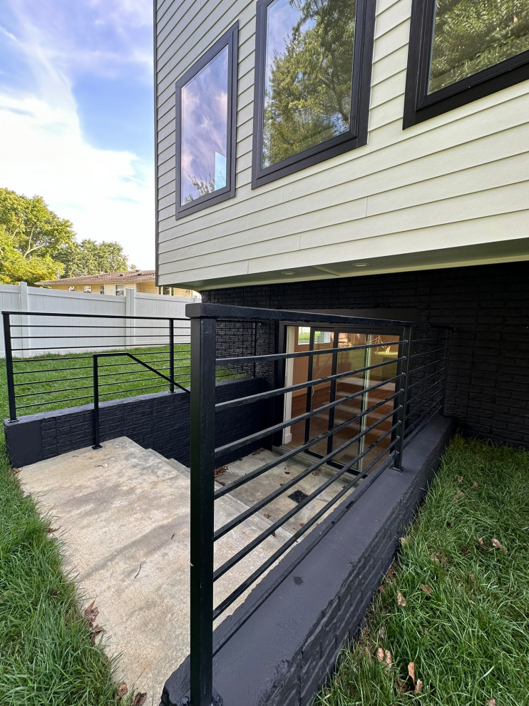 Metal railings with wood top