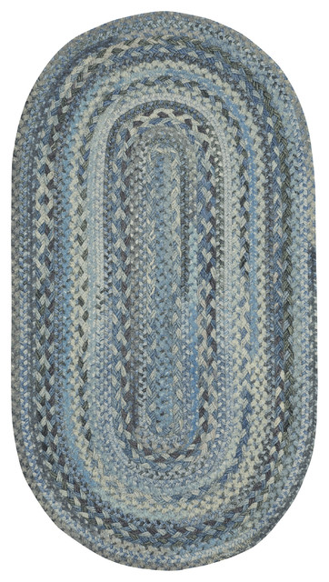 Harborview Braided Oval Rug, Blue, 11'4"x14'4"