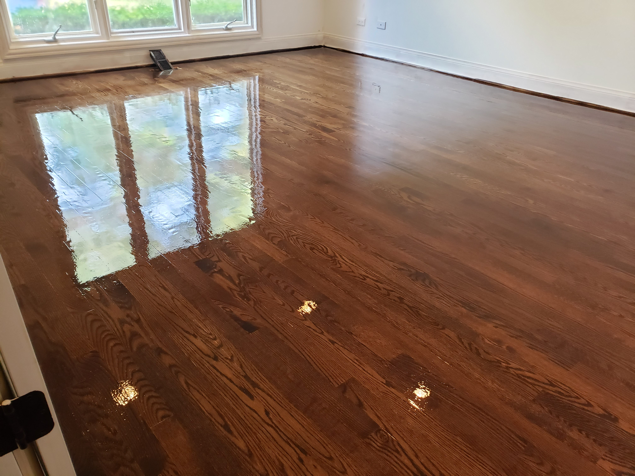 Arlington Heights,  2and 1/4 red oak , Jacobean stain , matte polyurethane finis