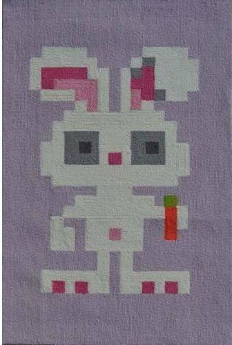 Pixel Bunny Teenage Room Area Rug Gray Pink White 2 8 X4 8