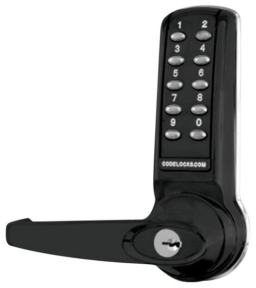 CL4210 Flat Black Electronic Push Button Lock Contemporary Door