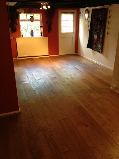 Rustic Solid Oak Flooring traditional-basement