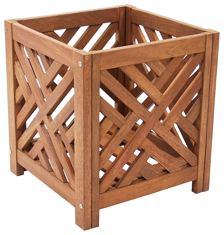 Fretwork Flower Box, 24" Square - Transitional - Outdoor Pots And Planters - by Achla Designs