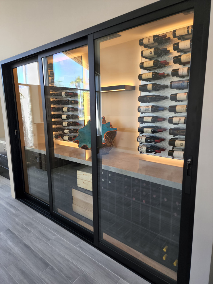 Traditional wine cellar in Los Angeles with storage racks.
