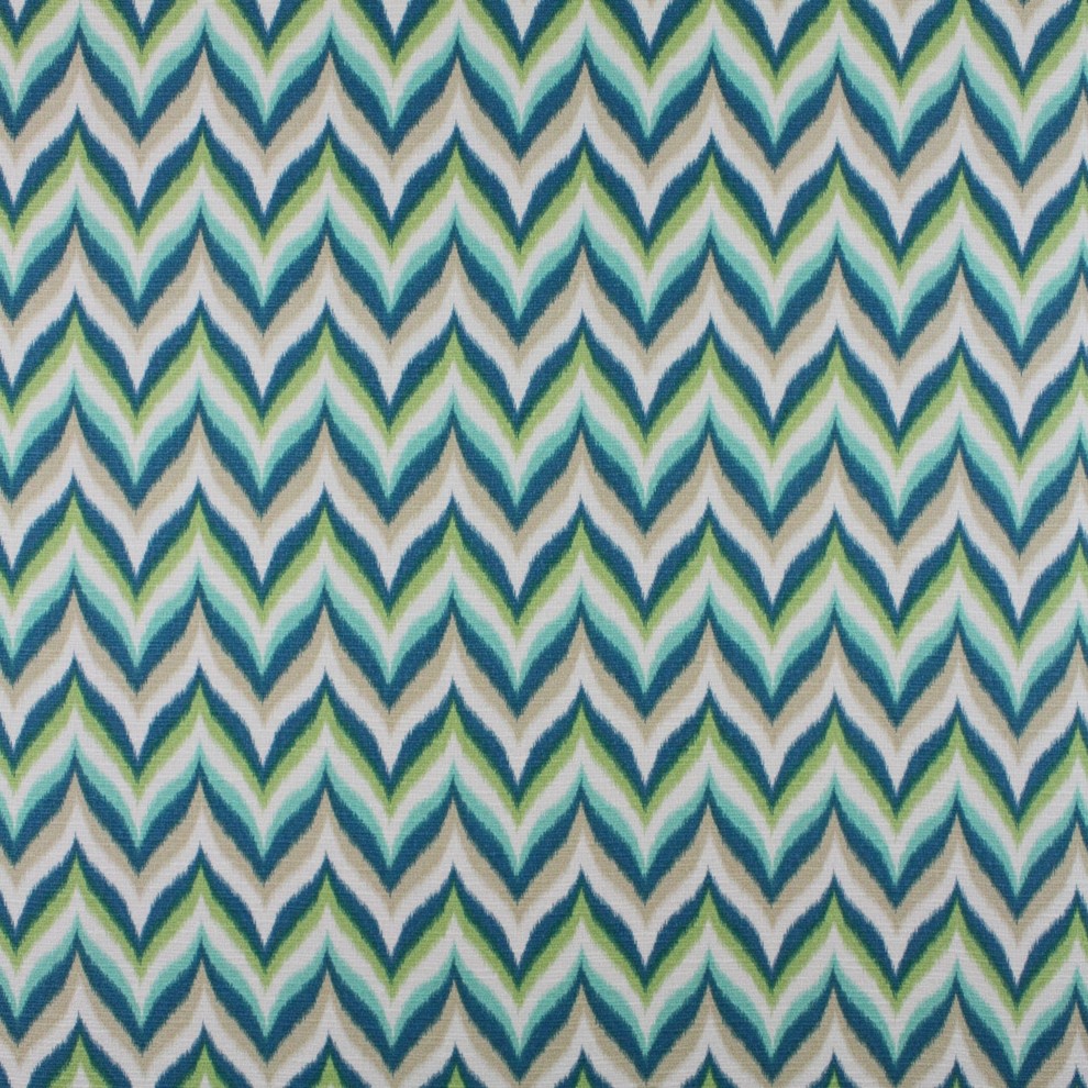 Seacliff Blue Green Chevron Print Upholstery Fabric - Contemporary ...