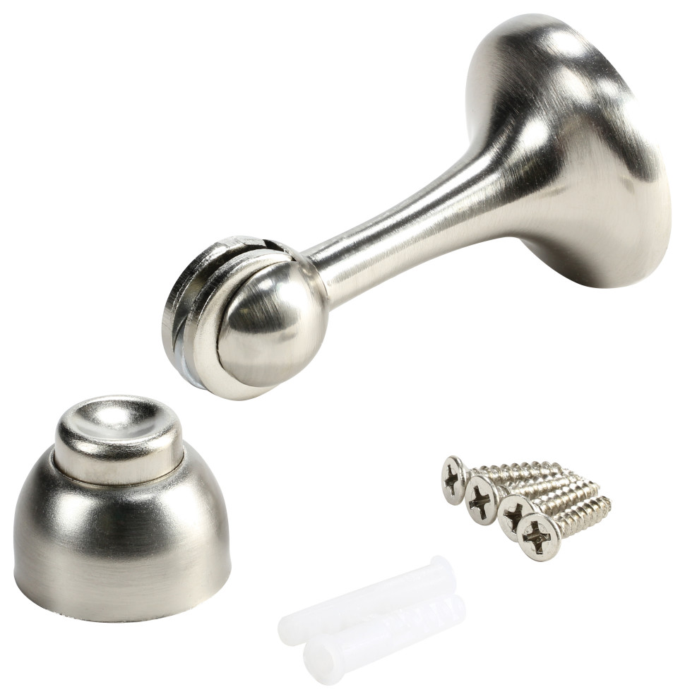 Rok Hardware Door Stop With Catch, Brushed Nickel, Single Pack Traditional Door