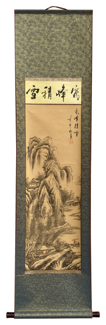 Chinese Calligraphy  Water Mountain Scenery Scroll Painting Wall Art Hws2099