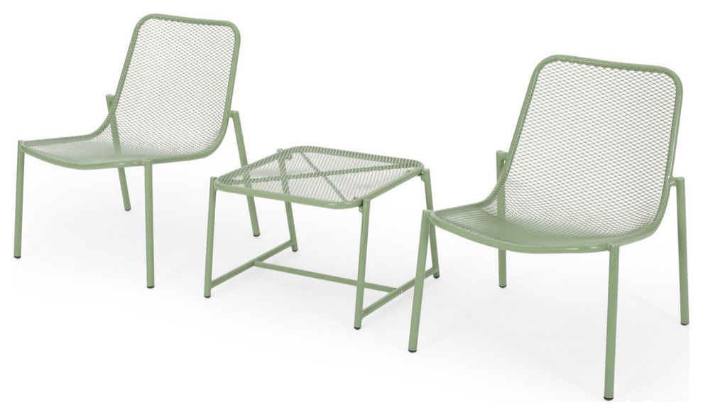 Hampton Outdoor Modern 2 Seater Chat Set, Matte Green