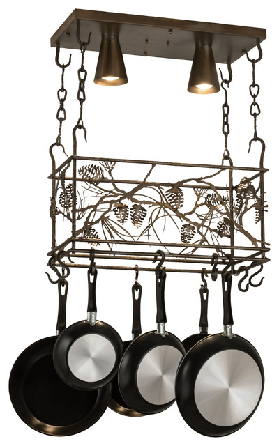 Meyda Lighting 24 L Whispering Pines Pot Rack Antique Copper Meyda Lighting 24 L Whispering Pines Pot Rack Antique Copper Rustic Racks And Accessories By Freely