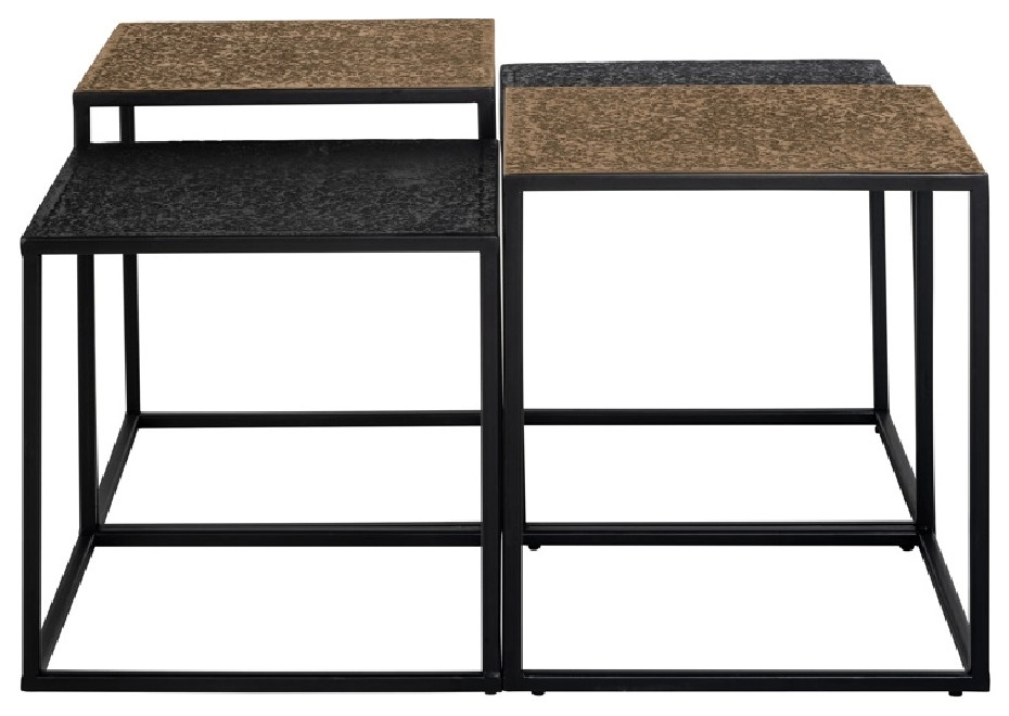 Industrial Iron Coffee Table Set (4) OROA Ely Industrial Coffee